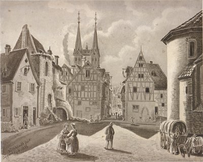 La Place du Château devant le Château Électoral de Boppard vers 1853 - Nikolaus Schlad